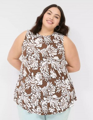 Brown Lane Bryant Max Swing Sleeveless High-Neck Tunic Women T Shirts | NEA5269PS