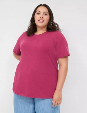 Burgundy Lane Bryant Perfect Sleeve Crew-Neck Tee Women T Shirts | YOG1122KS