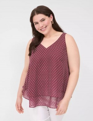 Burgundy Lane Bryant Swing Double-Layer Chiffon Women Tank Top | LCH5764LR