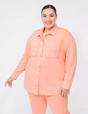 Coral Lane Bryant LIVI Button-Front French Terry Shacket Women Shirts | NKT558CJ