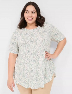 Cream Green Lane Bryant Max Swing Perfect Sleeve Crew-Neck Tee Women T Shirts | VVB5014PG