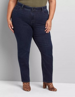 Dark Blue Lane Bryant Curvy Fit High-Rise Straight Women Jeans | WSY7480TS