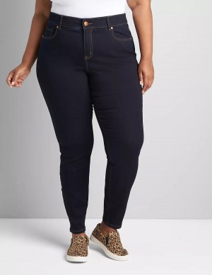 Dark Blue Lane Bryant Curvy Fit High-Rise Sateen Skinny Women Jeans | PPC8678NM