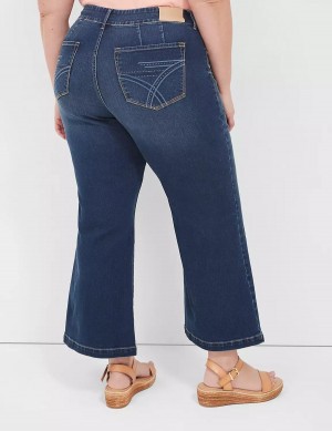 Dark Blue Lane Bryant Seven7 Pull-On Weekender Cropped With Embellished Pockets Women Jeans | FBQ914EV