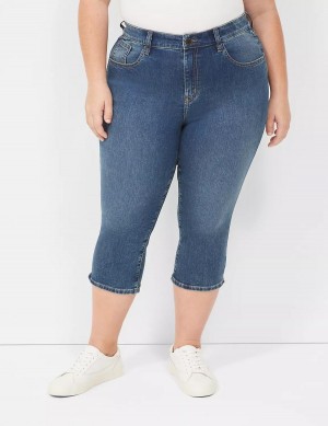 Dark Blue Lane Bryant Signature Fit High-Rise Pedal Women Jeans | URO4744BC