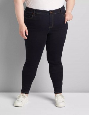 Dark Blue Lane Bryant Straight Fit High-Rise Sateen Skinny Women Jeans | PMR6095PC