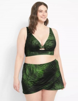 Dark Green Lane Bryant Faux-Wrap Swim Women Skirts | GUF1883QO