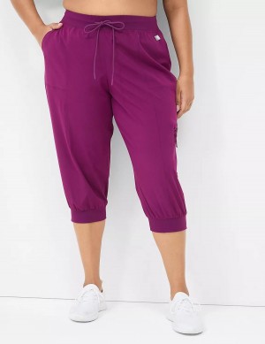 Dark Purple Lane Bryant LIVI Stretch Woven Capri Women Joggers | RTA3346DK