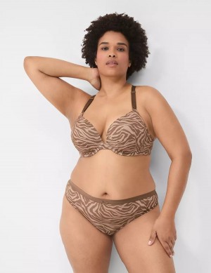 Deep Grey Brown Lane Bryant No-Show With Lace Back Women Thong Panty | MHX2157LA