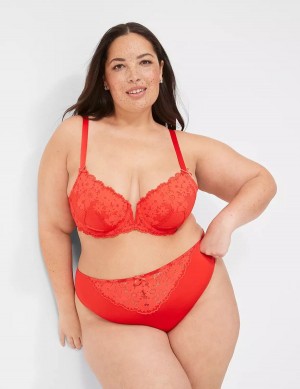 Deep Red Lane Bryant V-Wire Lace Women Balconette Bra | GFU1514IV