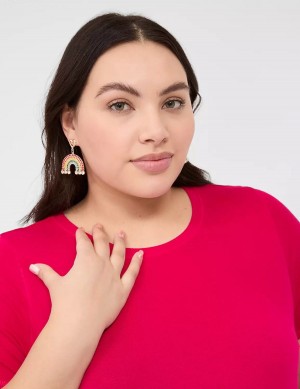 Gold Lane Bryant Pride Pave Rainbow Drop Women Earrings | VCM9359CD