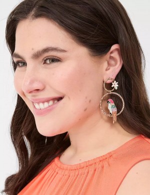 Gold Lane Bryant Summer Whimsy Parrot Statement Women Earrings | YNF4021EW