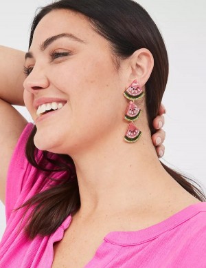 Gold Lane Bryant Summer Whimsy Watermelon Statement Drop Women Earrings | XDU9596HA