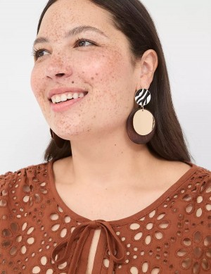 Gold Lane Bryant Summer Whimsy Zebra Print Drop Women Earrings | AEI4056BC