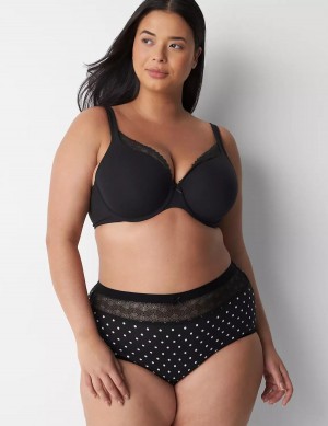 Green Black Lane Bryant Cotton Full with Lace Waist Women Briefs | HXX4249WZ