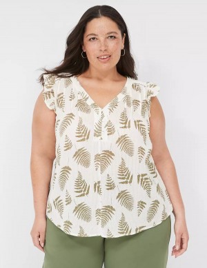 Green Lane Bryant Cap-Sleeve Woven & Knit Top Women T Shirts | XHB9462NV