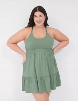 Green Lane Bryant Comfy Cotton Strappy-Back Chemise Women Dress | OYO5981OP