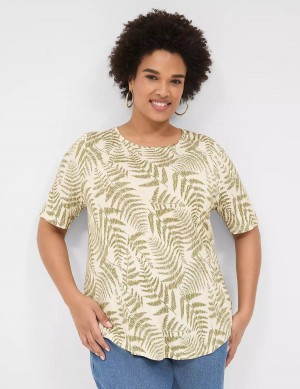 Green Lane Bryant Curved-Hem Perfect Sleeve Tee Women T Shirts | HZQ99OD