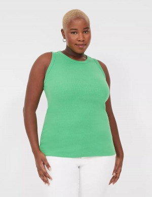 Green Lane Bryant Fitted High-Neck Ribbed Women Tank Top | YGR1779AX