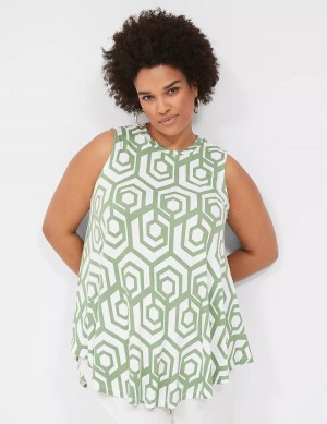 Green Lane Bryant Max Swing Sleeveless High-Neck Tunic Women T Shirts | SSV6498QL