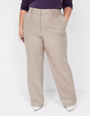 Grey Brown Lane Bryant Faux-Leather Straight Leg Women Pants | XKL6918FM