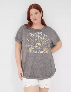 Grey Lane Bryant Country Roads Take Me Home Graphic Tee Women T Shirts | KAZ2466PB