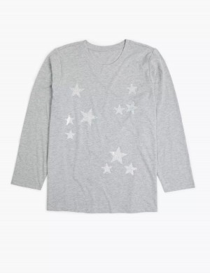 Grey Lane Bryant Long-Sleeve Stars Graphic Tee Women T Shirts | JNL4630UM