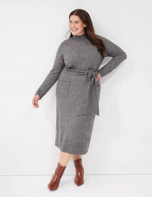 Grey Lane Bryant Mock-Necked Midi Sweater Women Midi Dress | MAY5434GV