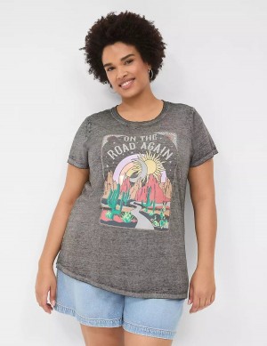 Grey Lane Bryant On The Road Graphic Tee Women T Shirts | YXV8095LW