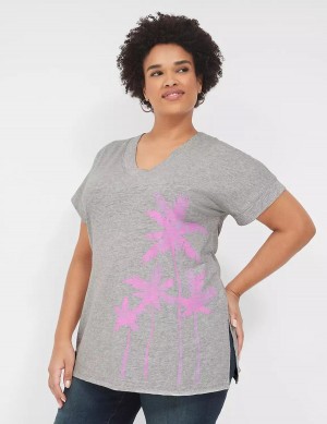 Grey Lane Bryant Palm Trees Graphic Easy Tunic Women T Shirts | GLH3285FR