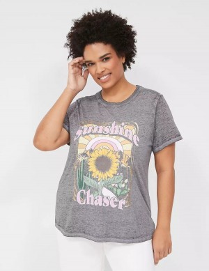 Grey Lane Bryant Sunshine Chaser Graphic Tee Women T Shirts | IRQ8584MB