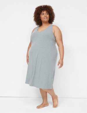 Grey Lane Bryant Wide Rib High-Slit Midi Women Dress | VQK7027DC