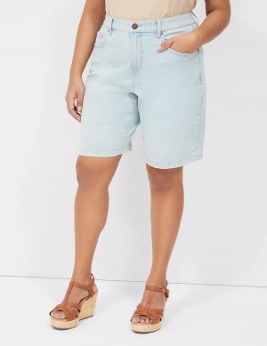 Light Blue Lane Bryant Boyfriend Fit Bermuda Jean Women Shorts | XCI6747XU