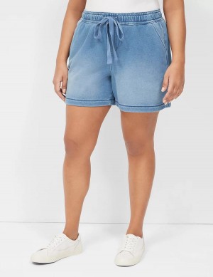 Light Blue Lane Bryant Pull-On Fit Relaxed Knit Women Shorts | ADF1855NT