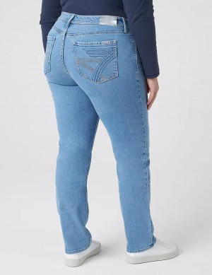 Light Blue Lane Bryant Seven7 Straight With Back Pocket Embroidery Women Jeans | UKB3790GW