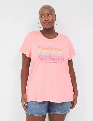 Light Coral Lane Bryant Embroidered Sunkissed Graphic Tee Women Tank Top | HWJ3099ZB