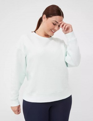 Light Green Lane Bryant LIVI Crew-Neck French Terry Washed Women Sweatshirts | SVH2277JP