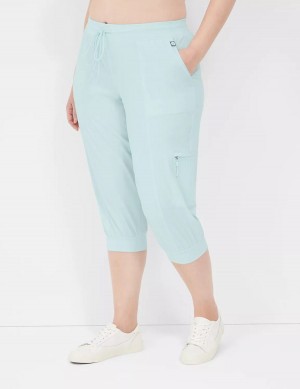 Light Green Lane Bryant LIVI Stretch Woven Capri Women Joggers | JCX2269RU