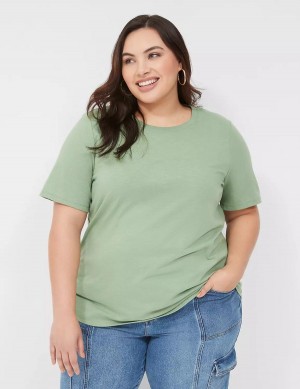 Light Green Lane Bryant Perfect Sleeve Crew-Neck Tee Women T Shirts | JBQ2115RR