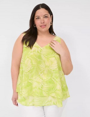 Light Green Lane Bryant Swing Double-Layer Chiffon Women Tank Top | WHX536UZ