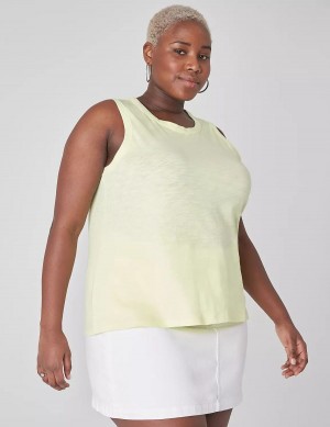 Light Green Yellow Lane Bryant Crew-Neck Women Tank Top | CSI639PA