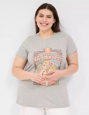 Light Grey Lane Bryant Nashville Graphic Tee Women T Shirts | JCH512PQ