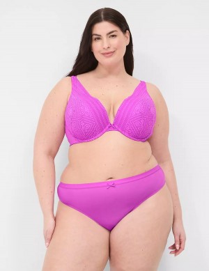 Light Purple Lane Bryant No-Show With Lace Back Women Thong Panty | SDX9825EV