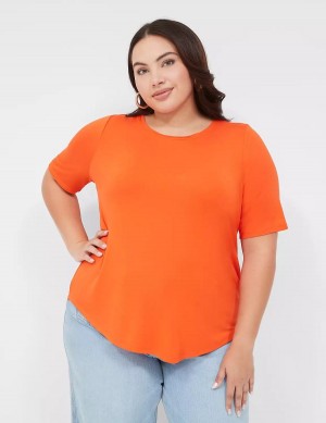 Light Red Lane Bryant Curved-Hem Perfect Sleeve Tee Women T Shirts | LAN6111XM