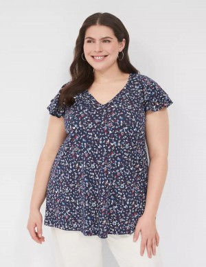 Multicolor Lane Bryant Easy Flutter-Sleeve Tee Women T Shirts | QEN1373MC