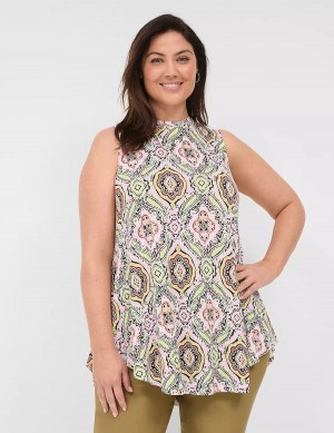 Multicolor Lane Bryant Max Swing Sleeveless High-Neck Tunic Women T Shirts | OJQ3157OG