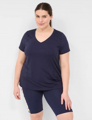 Navy Lane Bryant LIVI Wicking V-Neck Performance Tee Women T Shirts | YAI9671DP