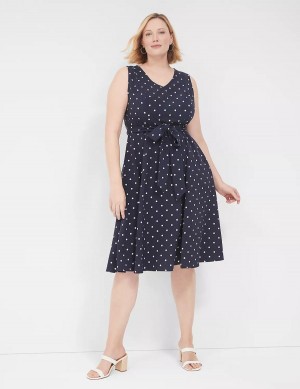 Navy Lane Bryant Lena Sleeveless Level-Hem Women Midi Dress | DJM6761LO