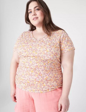 Orange Multicolor Lane Bryant Modern Jersey Side-Ruched Tee Women T Shirts | SPB2381QT