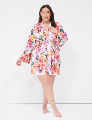 Orange Multicolor Lane Bryant Printed Microfiber Women Robe | OBL7392ZR